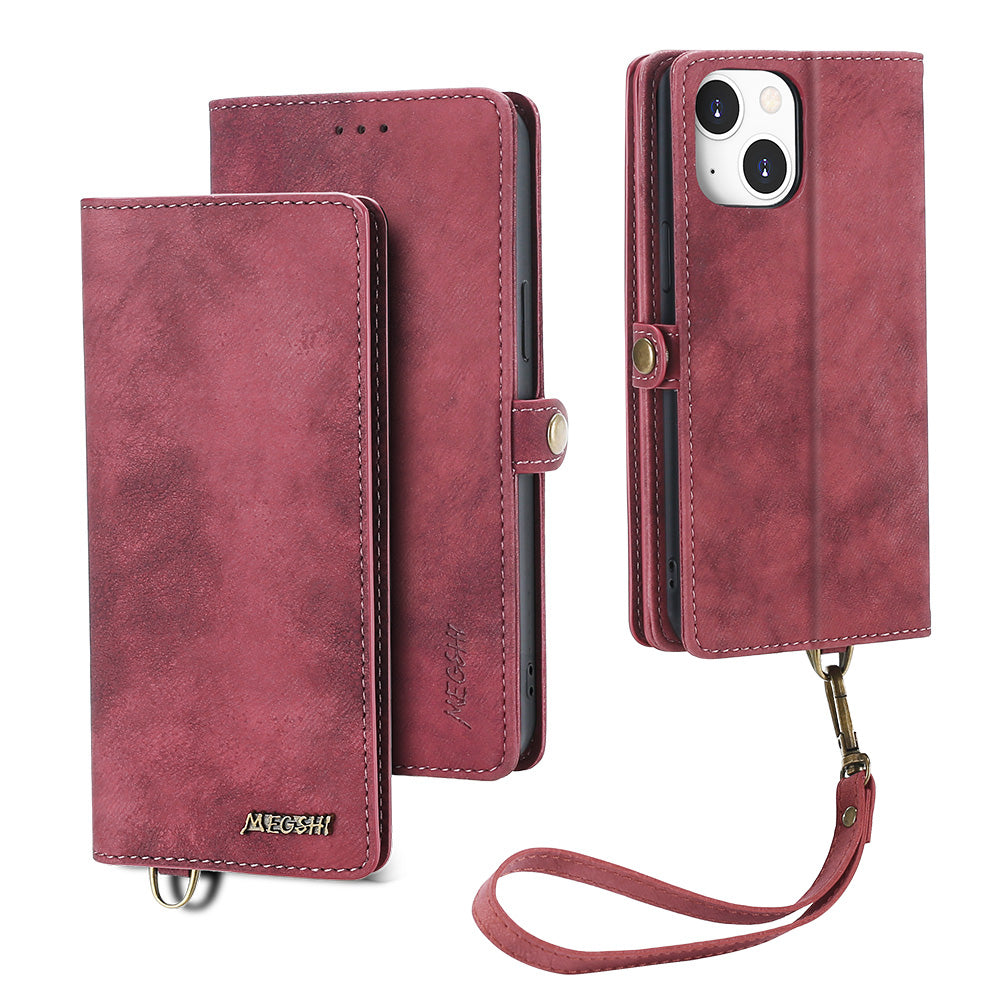 MEGSHI 021-serien til iPhone 14 Plus PU-læderstativ Telefoncover Magnetisk aftagelig tegnebog Drop-sikker telefoncover MEGSHI 021-serien til iPhone 14 Plus PU-læderstativ Telefoncover Magnetisk aftagelig tegnebog Drop-sikker telefoncover
